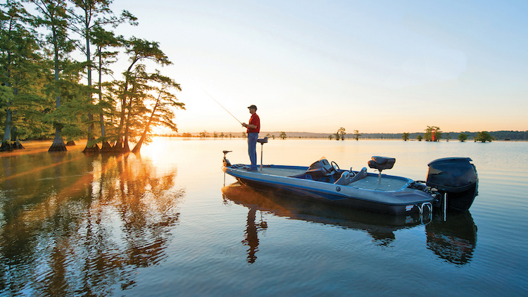 fishing on a bass boat