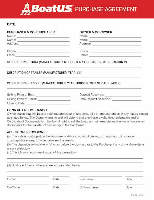 boat bill of sale purchase agreements discover boating