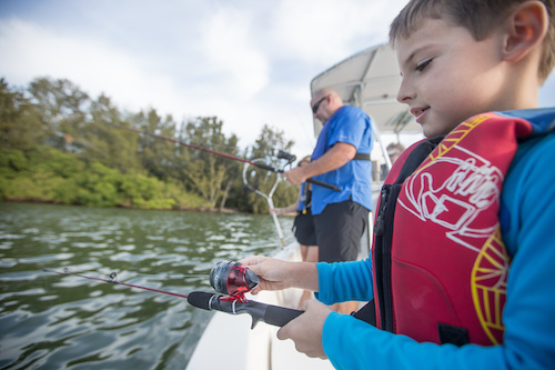 fishing on a boat