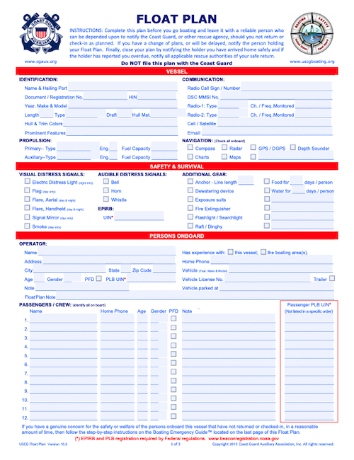 what should be included on a float plan? discover boating