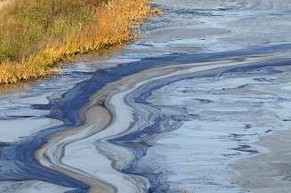 Oil spill on water