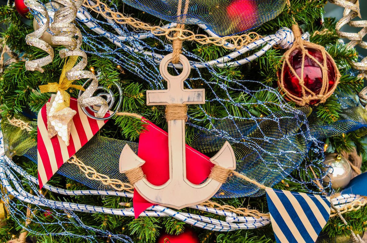 Christmas Lights Anchor Boating Sailing Funny Boat Xmas Gift