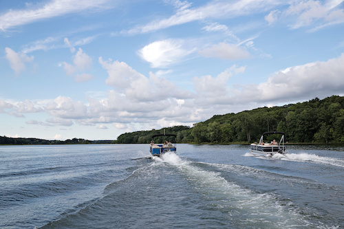 driving a pontoon boat