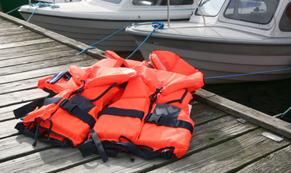 Life jackets on a pier Life jackets on a pier