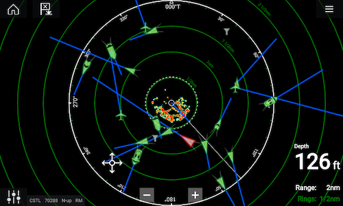 reading range rings marine radar