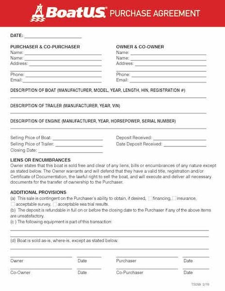 boat bill of sale template