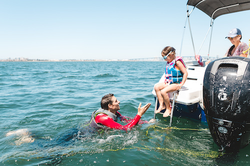 swim lessons on a boat