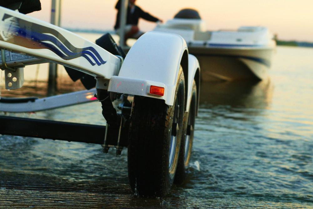 Wheels of a boat trailer