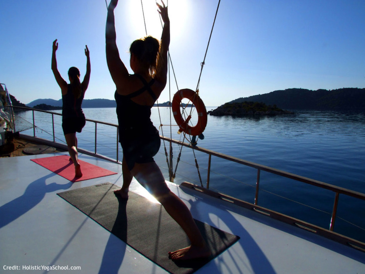 yoga on a boat